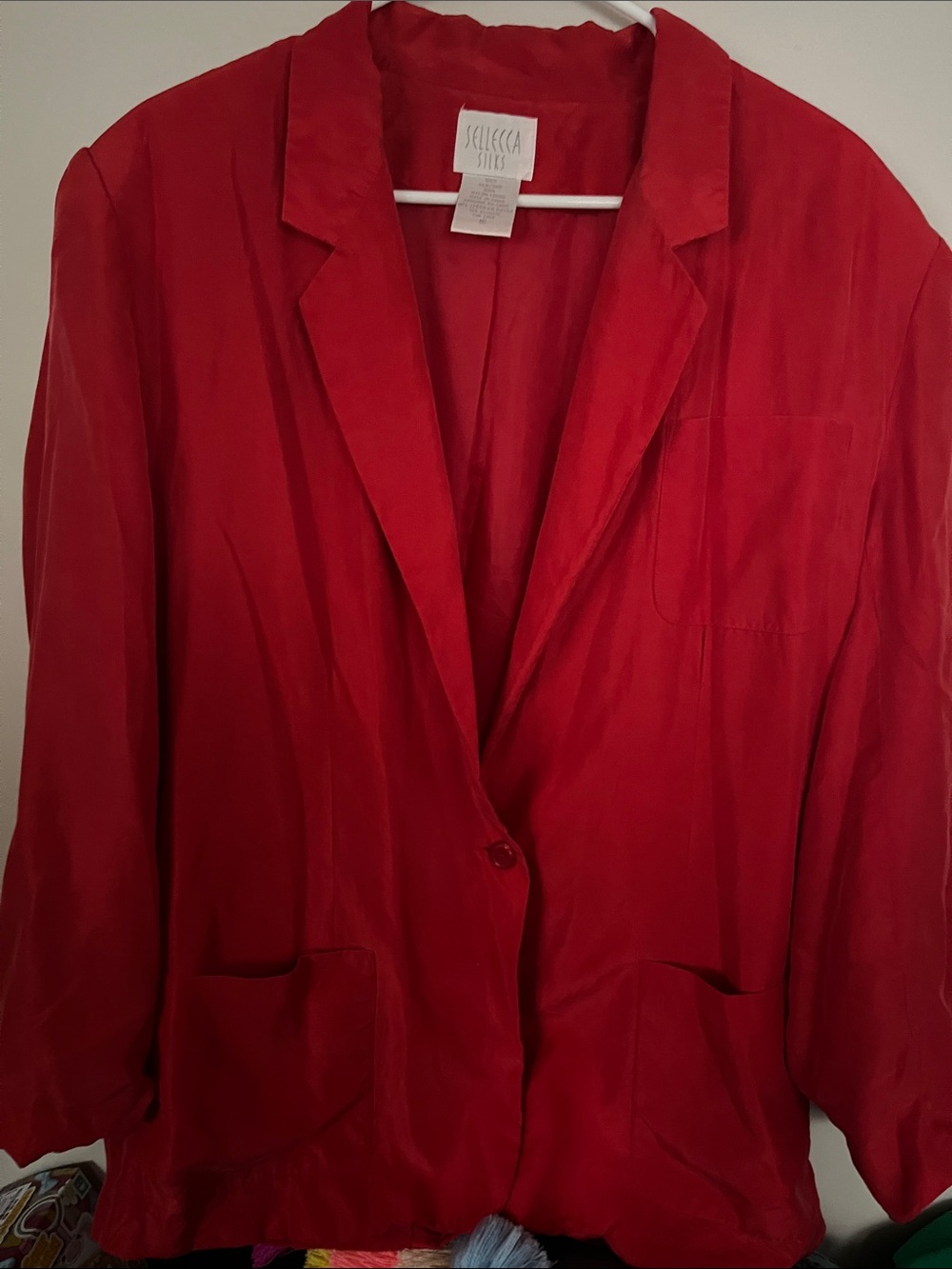 Vintage Red Women's Blazer 100 silk